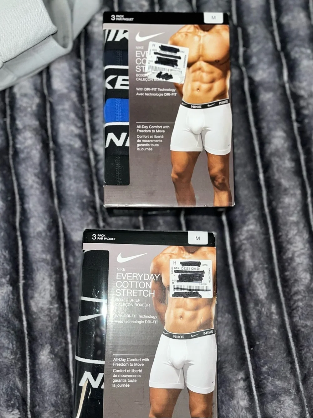 Nike Mens Everyday Cotton blend Stretch Boxer Briefs Black Blue White black xL M